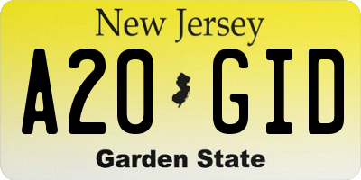 NJ license plate A20GID