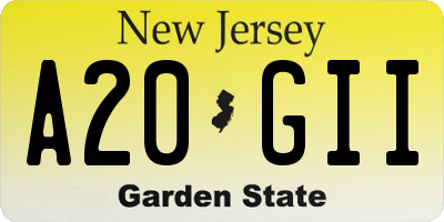 NJ license plate A20GII
