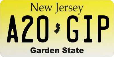 NJ license plate A20GIP