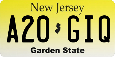 NJ license plate A20GIQ