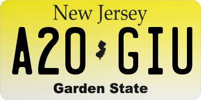 NJ license plate A20GIU