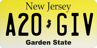 NJ license plate A20GIV