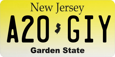 NJ license plate A20GIY
