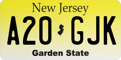 NJ license plate A20GJK
