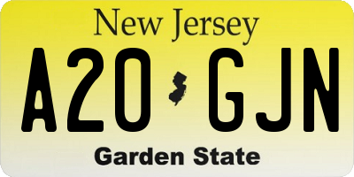 NJ license plate A20GJN