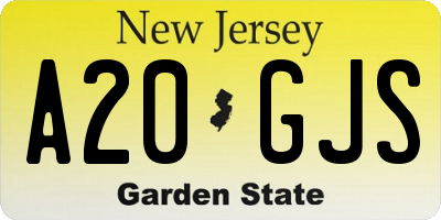 NJ license plate A20GJS