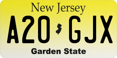 NJ license plate A20GJX