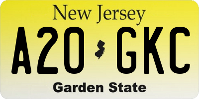 NJ license plate A20GKC