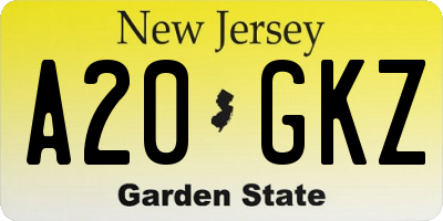 NJ license plate A20GKZ