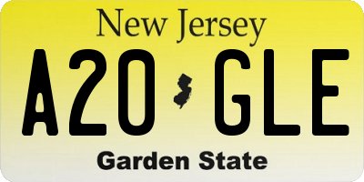 NJ license plate A20GLE