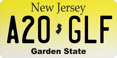 NJ license plate A20GLF