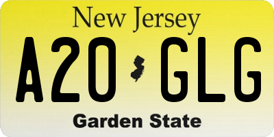 NJ license plate A20GLG
