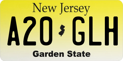 NJ license plate A20GLH