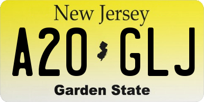 NJ license plate A20GLJ