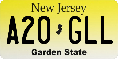 NJ license plate A20GLL
