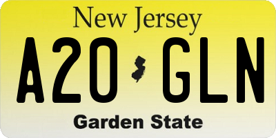 NJ license plate A20GLN