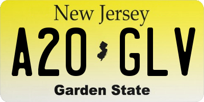 NJ license plate A20GLV