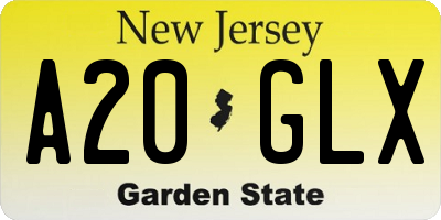 NJ license plate A20GLX
