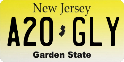 NJ license plate A20GLY