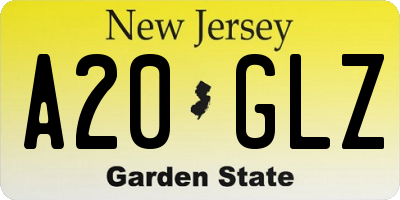 NJ license plate A20GLZ