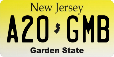 NJ license plate A20GMB