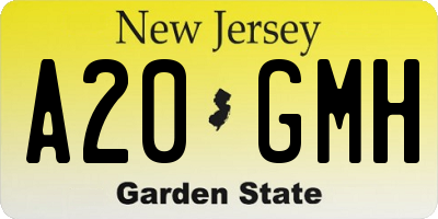 NJ license plate A20GMH