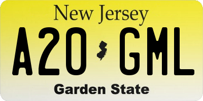 NJ license plate A20GML