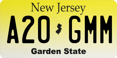NJ license plate A20GMM