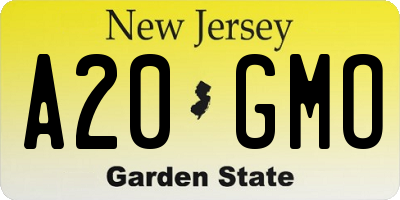 NJ license plate A20GMO