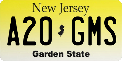 NJ license plate A20GMS