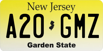 NJ license plate A20GMZ