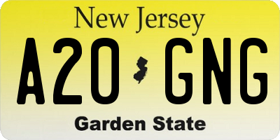 NJ license plate A20GNG