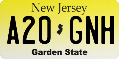 NJ license plate A20GNH