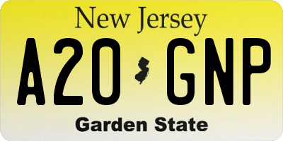 NJ license plate A20GNP