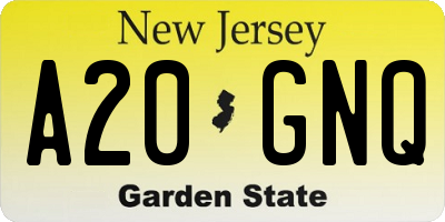 NJ license plate A20GNQ