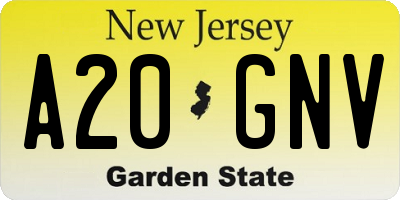 NJ license plate A20GNV
