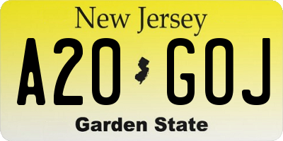 NJ license plate A20GOJ
