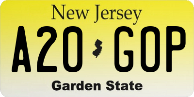 NJ license plate A20GOP