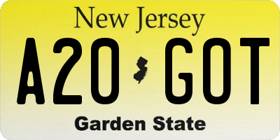 NJ license plate A20GOT