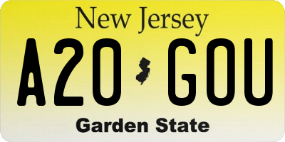 NJ license plate A20GOU