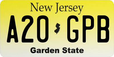 NJ license plate A20GPB