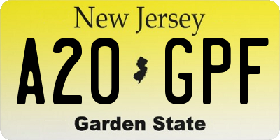 NJ license plate A20GPF