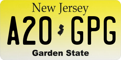 NJ license plate A20GPG