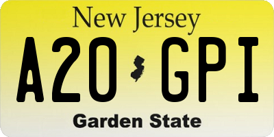 NJ license plate A20GPI