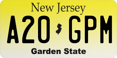 NJ license plate A20GPM
