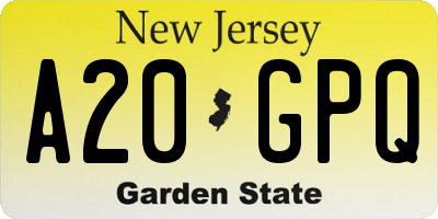 NJ license plate A20GPQ