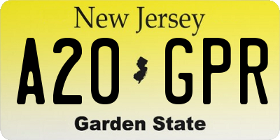 NJ license plate A20GPR