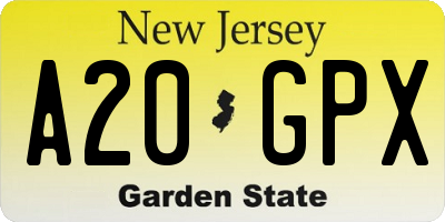 NJ license plate A20GPX