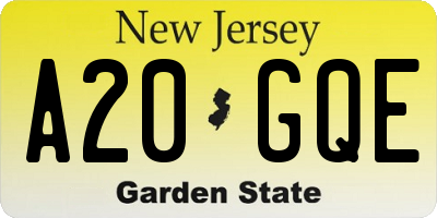 NJ license plate A20GQE