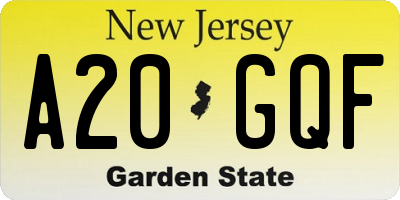NJ license plate A20GQF